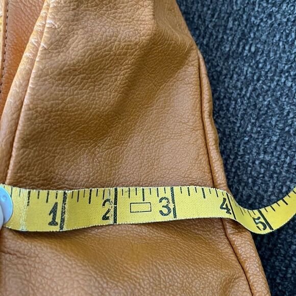 Genuine Leather Camel Shoulder Purse w/ Braided Accent & Silver-Tone Hardware - Picture 15 of 16